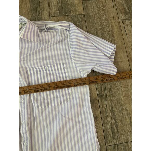 Vintage Diane von Furstenberg White & Purple Stripe Button Up Shirt Size Large - Picture 6 of 7